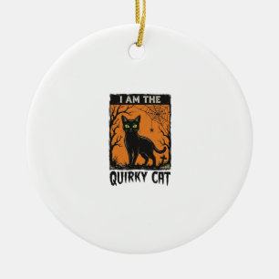 Skurrile Katze Halloween Vintage Gravur T-Shirt De Keramik Ornament