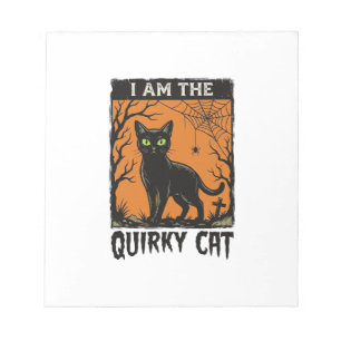Skurrile Katze Halloween Vintage Gravur T-Shirt De Notizblock