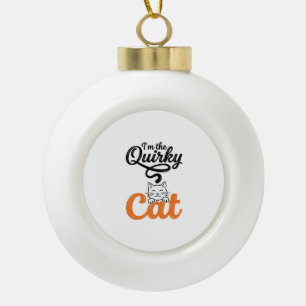 Skurrile Katze Vintage Gravur Katzenliebhaber Desi Keramik Kugel-Ornament