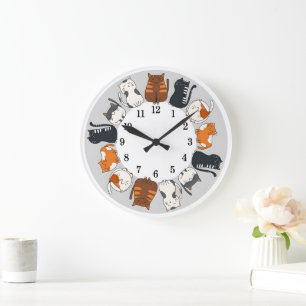 Skurrile Katzen rund um die Uhr Lustige Wanduhr