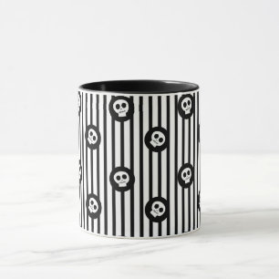 Skurrile kleine Totenköpfe Schwarz-weißer Totenkop Tasse