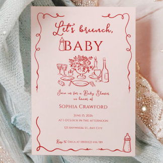 Skurrile Kritzelei Lass uns Brunchen Baby Shower Einladung