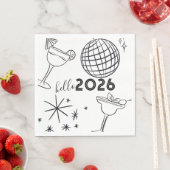 Skurrile Kritzeleien Hallo 2026 Neujahr Gold Serviette (Beispiel)