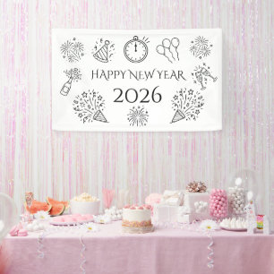 Skurrile Kritzeleien Schwarzer Text Frohes Neues J Banner