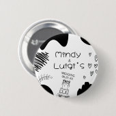 Skurrile Kritzelformen Schrift Hochzeit Button (Vorne & Hinten)