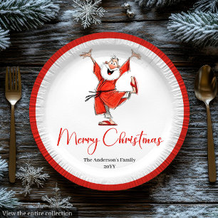 Skurrile lustige Santa Claus Script Schrift Weihna Pappteller