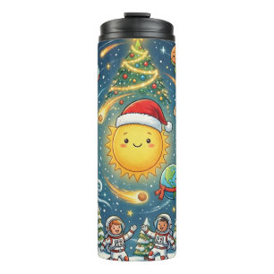 Skurrile lustige Weihnachtsfeier im Sonnensystem Thermosbecher