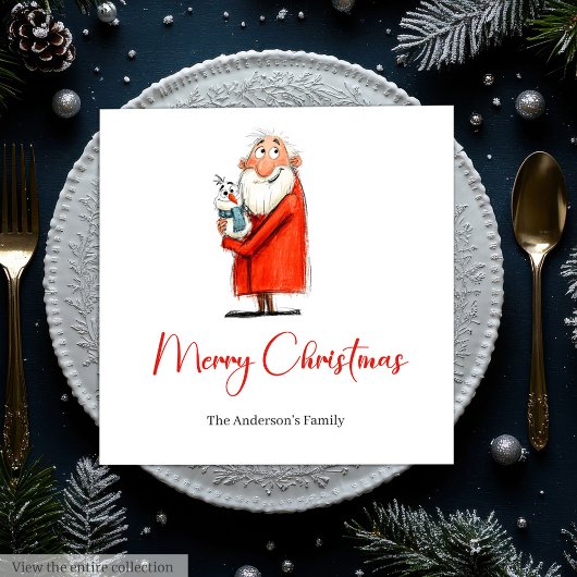 Skurrile lustige Weihnachtsmann Feiertags Cocktail Serviette