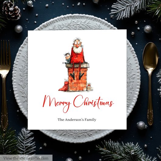 Skurrile lustige Weihnachtsmann individuell anpass Serviette
