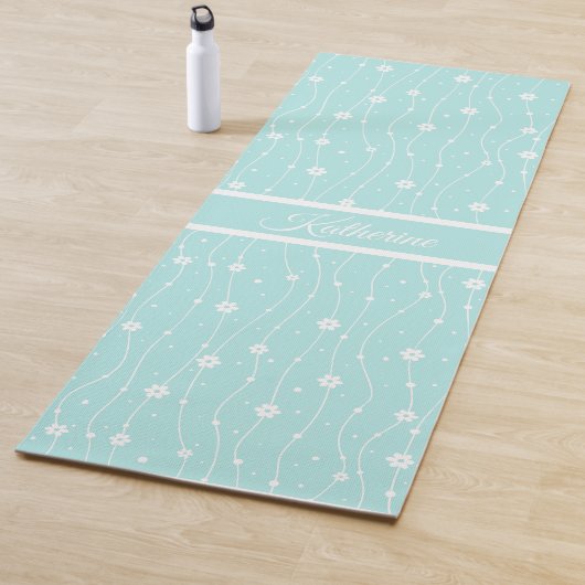 Skurrile Minzigrüne Gänseblümchen-Blumen-Script-Na Yogamatte (Beispiel)