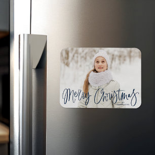 Skurrile Navy-Schrift Frohe Weihnachten Foto Magnet