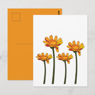 Skurrile Orange-Rote-Blumen-Blumig Postkarte