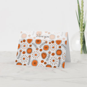 Skurrile Orangenblumen Ich liebe dich Karte