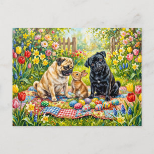 Skurrile Ostermopshunde-Illustration Postkarte