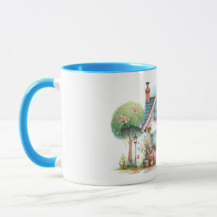 Skurrile Pastell-Fee-Märchenhaus-Kunst Tasse