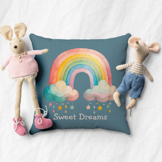 Skurrile Pastell-Regenbogen-in-Wolken für Kinder Kissen