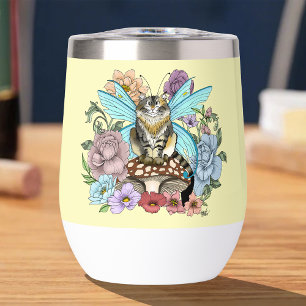 Skurrile Pastell-Tabby-Fee-Katze Blumen-Fantasie