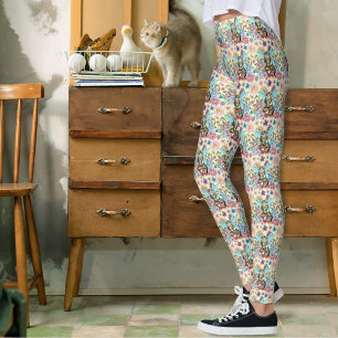 Skurrile Pastell-Tabby-Fee-Katze Blumen-Fantasie  Leggings