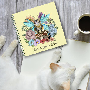 Skurrile Pastell-Tabby-Fee-Katze Blumen-Fantasie Notizblock