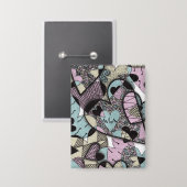 Skurrile Pastell-Zentangle-Herzen-Doodle-Muster B Button (Vorderseite/Rückseite)