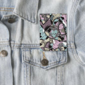 Skurrile Pastell-Zentangle-Herzen-Doodle-Muster B Button (Insitu)