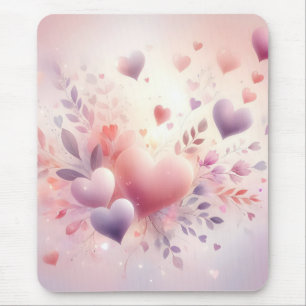 Skurrile Pastellherzen Romantische Blumenliebe Mousepad