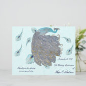 Skurrile Pfauenfeder-Hochzeitsprogramme (Stehend Vorderseite)