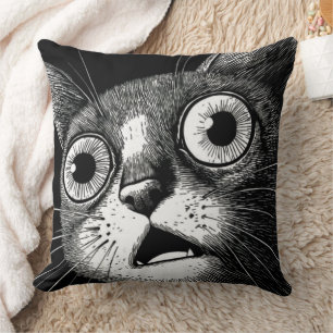 Skurrile Psycho-Katzen-Wurfkissen – Retro-Coole Op Kissen