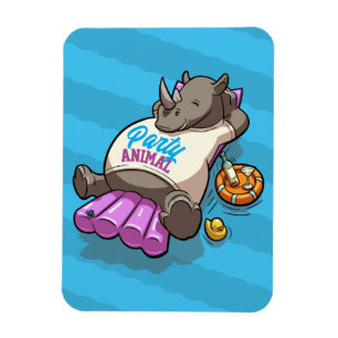 Skurrile Rhino-Party-Tier-Pool-Aufblasbare Cartoon Magnet