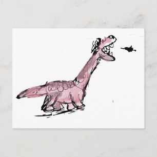 Skurrile rosa Dinosaurier-Postkarte Postkarte