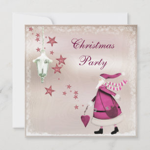 Skurrile rosa Vintage Retro Weihnachtsmann Party E Einladung