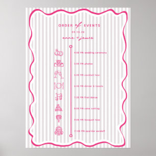 Skurrile rosa Zeitachse der Ereignisreihenfolge Poster