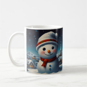 Skurrile Schneemann-Weihnachtsgrafik Kaffeetasse