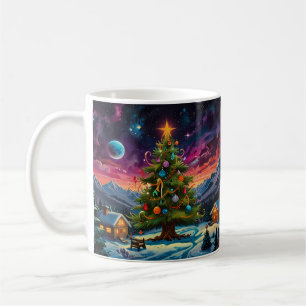 Skurrile Schneemann-Weihnachtsgrafik Kaffeetasse