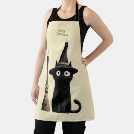 Skurrile schwarze Katze Frohes Halloween Schürze