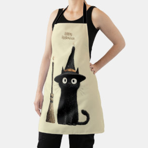 Skurrile schwarze Katze Frohes Halloween Schürze