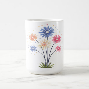 Skurrile sechs Gänseblümchen Frühlingsblumenstrauß Kaffeetasse