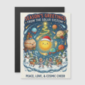 Skurrile Solar System Weihnachtsfeier mit Menschen Magneteinladung (Vorne/Hinten)