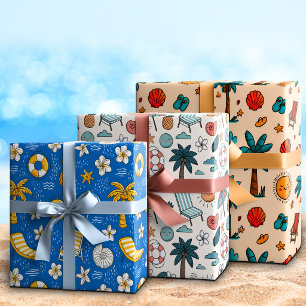 Skurrile süße Cartoon-Sommerstrandferien  Geschenkpapier Set
