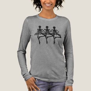 Skurrile tanzende Ballerina-Skelette Halloween Tri-Blend Shirt