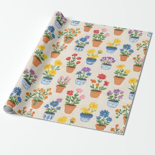 Skurrile Topfpflanzen Botanische Illustration Geschenkpapier
