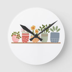 Skurrile Topfpflanzen Gartenliebhaber Runde Wanduhr