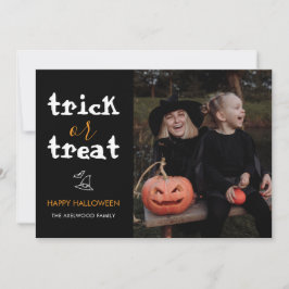 Skurrile Trick-or-Treat-Skript Halloween-Foto Feiertagskarte
