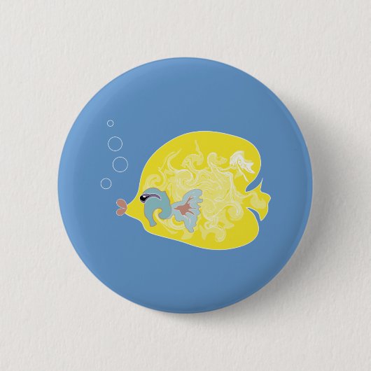 Skurrile tropische Fisch-Ozean-Kunst Button (Vorderseite)