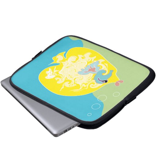 Skurrile tropische Fisch-Ozean-Kunst Laptopschutzhülle (Vorne Knopf)