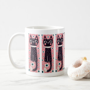Skurrile verrückte Gekritzelt-Zeichnung einer schw Kaffeetasse