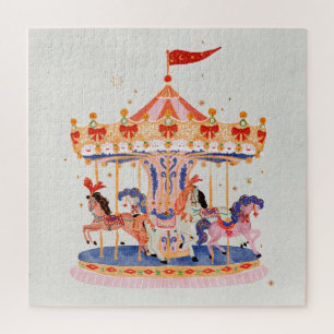 Skurrile Vintage-Karussell-Wasserfarbe Puzzle