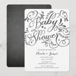 Skurrile Vintage-Letterning Kreide-Baby-Party Einladung