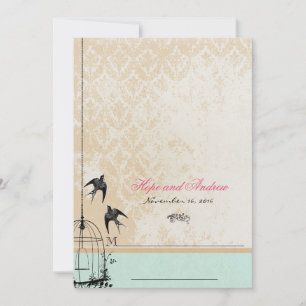 Skurrile Vintage-Vogelkäfig-Hochzeitseinladungen Einladung