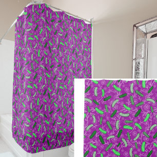 Skurrile violette Gurken Bunt Duschvorhang
